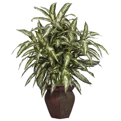 Silk Plant with Vase - 26" Decorative Artificial Plant, Home Office DÃ©cor, Realistic Design, Multi-Colored Foliage - 2.5ft.