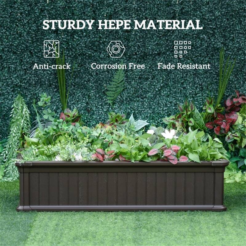 Outdoor Garden Planter Bed with Wood Grain Texture, Easy Setup - 48.5" L x 24.5" D x 11.75" H