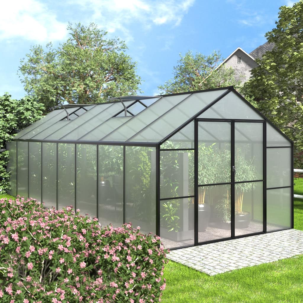 VEIKOUS Polycarbonate Greenhouse Aluminum Frame Greenhouse with Adjustable Roof Vent