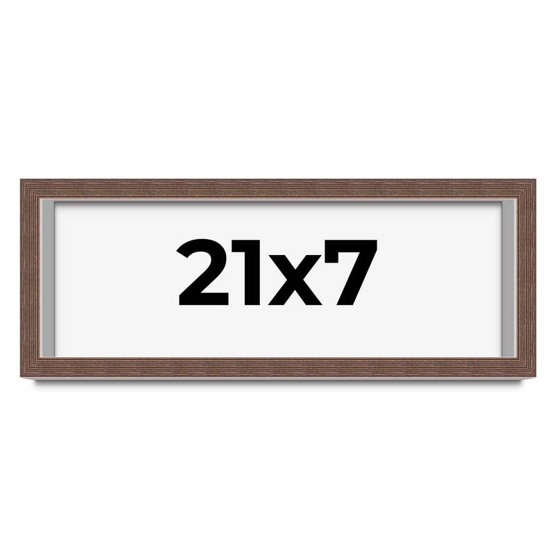 21x7 Shadow Box Frame Brown | 1.125 inches Deep Real Wood Rustic