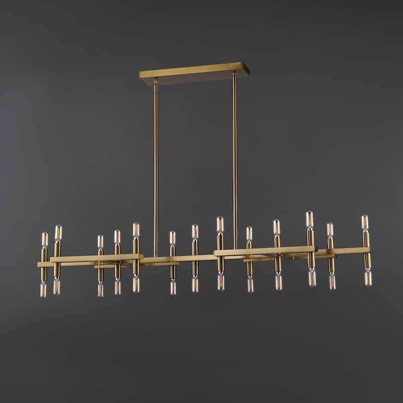 SAFAVIEH Couture Melanie 56" Metal Chandelier - 50" W x 16" D x 56" H - Gold