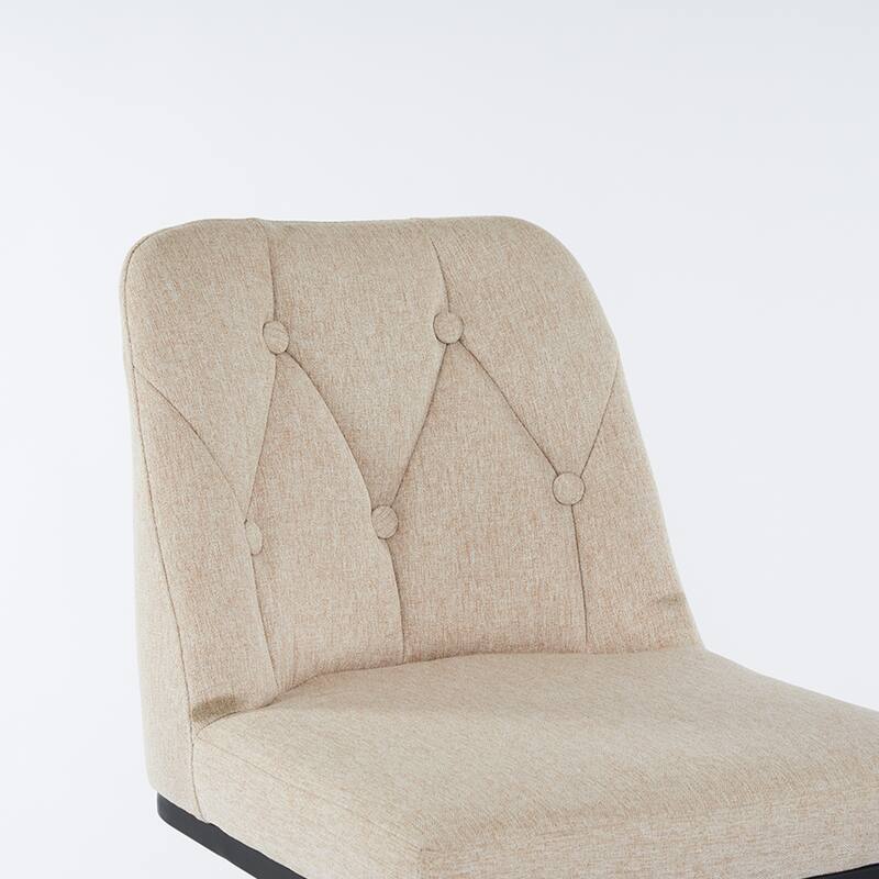 Bar Stool Set of 2, Upholstered Bar Stool with Button-Tufted Backrest, Counter Height Armless Chair with Sturdy Metal Frame