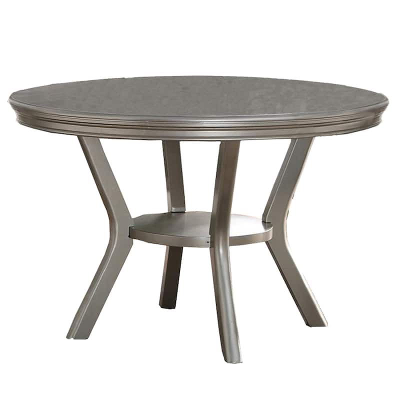 Round Dining Table with Shelf - 48 Inch Rubber Wood Kitchen Table for Dining or Living Room Use