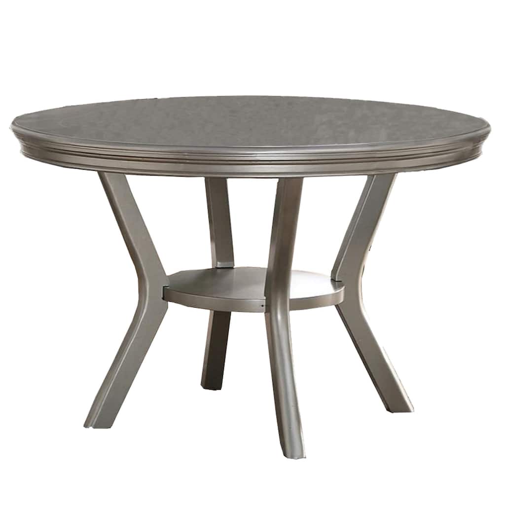 Round Dining Table with Shelf - 48 Inch Rubber Wood Kitchen Table for Dining or Living Room Use