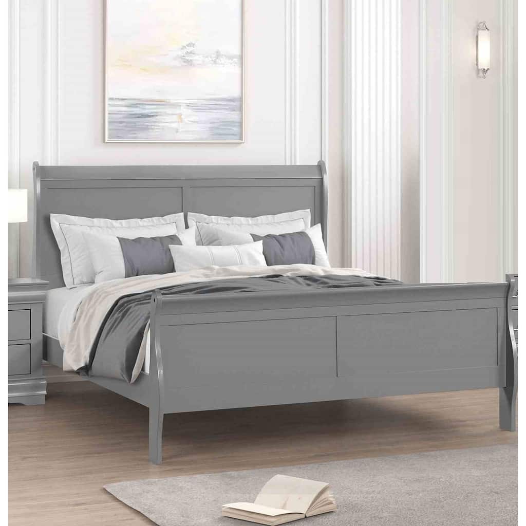 Gray Finish Modern 1pc Sleigh Design Bed