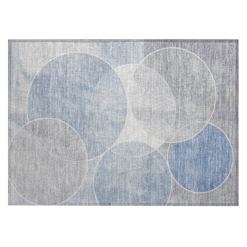 Machine Washable Indoor/ Outdoor Abstract Circles Chantille Rug