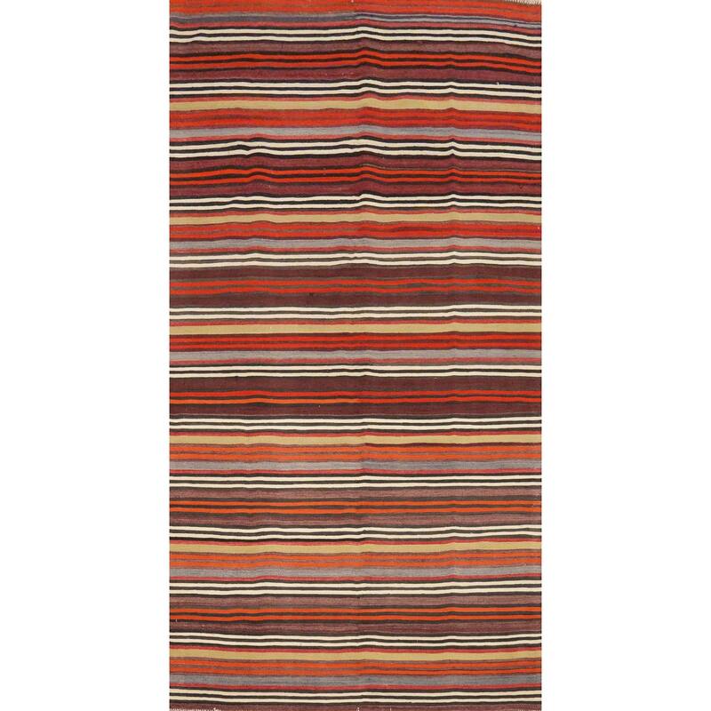 Hand Woven Oriental 100% Wool Carpet Southwestern Geometric Multi-Colored Kilim Area Rug - 10' 1'' X 5' 0''
