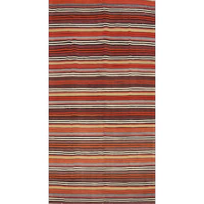 Hand Woven Oriental 100% Wool Carpet Southwestern Geometric Multi-Colored Kilim Area Rug - 10' 1'' X 5' 0''