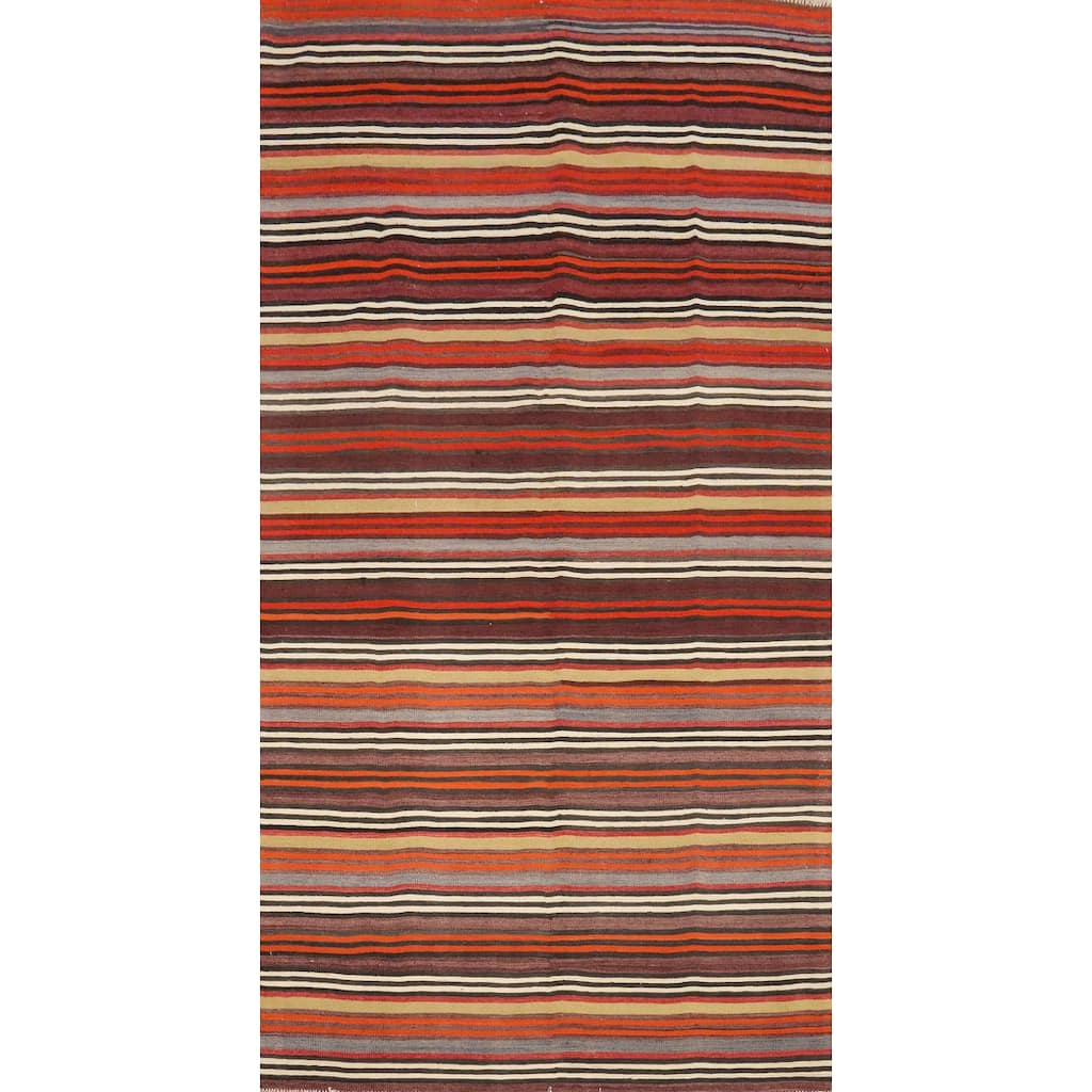 Hand Woven Oriental 100% Wool Carpet Southwestern Geometric Multi-Colored Kilim Area Rug - 10' 1'' X 5' 0''