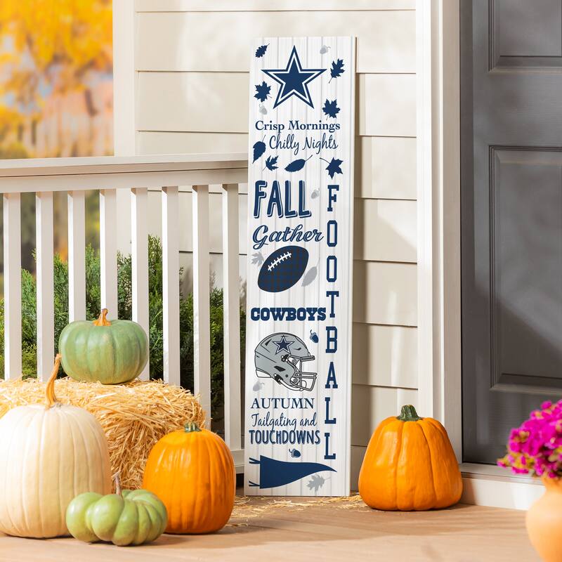 47" Double Sided Seasonal Porch Leaner, Dallas Cowboys - 47" x 11.25" - Fall