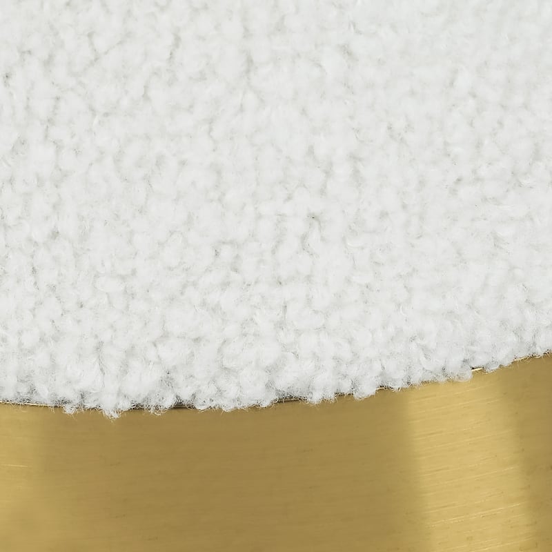 Adeco Velvet Round Storage Stool Gold Plating Base Storage Ottoman
