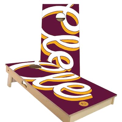 Clevelend Wine and Gold Outdoor Cornhole Board Set
