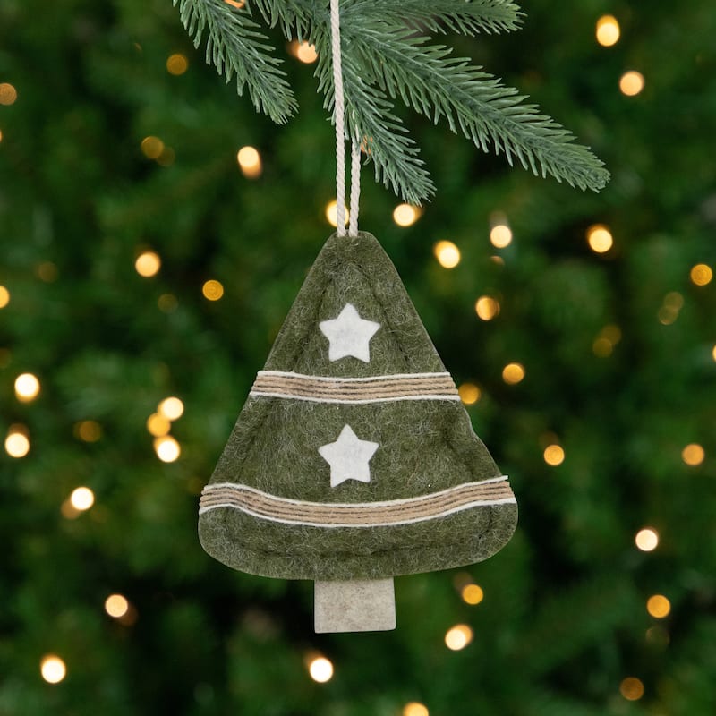 4.5" Green Tree Shaped Plush Christmas Ornament
