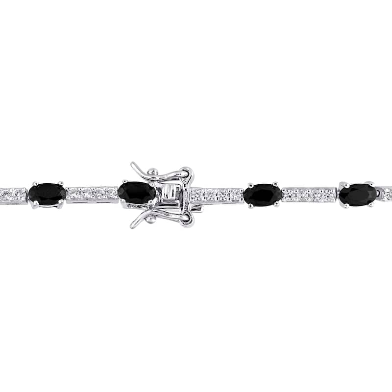 Miadora 8ct TGW Black and White Cubic Zirconia Station Bracelet in Sterling Silver - 7 in