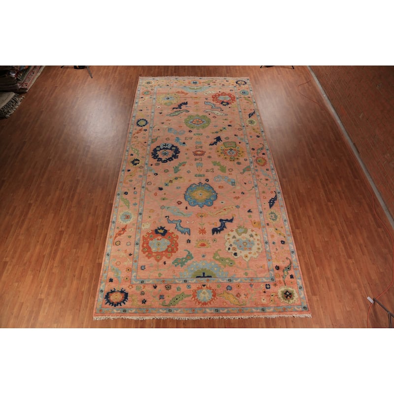 All-Over Floral Oushak Indian Large Rug Handmade Wool Carpet - 9'0"x 18'0"