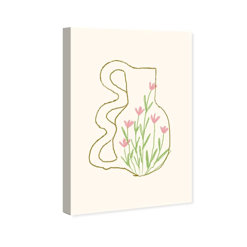 Wynwood Studio Canvas Floral and Botanical Glass Pitcher Redesign Green and Modern & Contemporary Wall Art Canvas Print