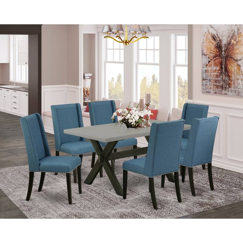 7-Piece Dining Set - Kitchen Table with 6 Dining Chairs - Modern Parson Style - 60