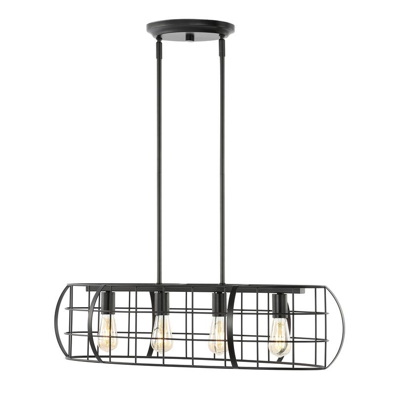 SAFAVIEH Lighting Leonore 35" Modern & Contemporary Chandelier (4-Bulb) - 13" W x 35" D x 48" H - Black