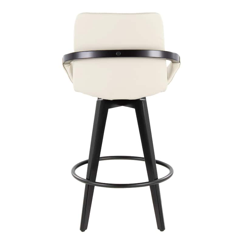 Porch & Den Pugo 26" Fixed-Height Upholstered Counter Stool with Splayed Wood Legs (Set of 2)