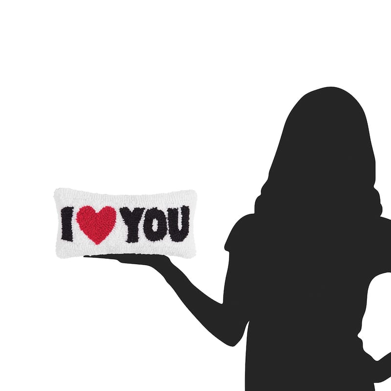 6" x 12" I Heart You Petite Hooked Valentine's Day Throw Pillow