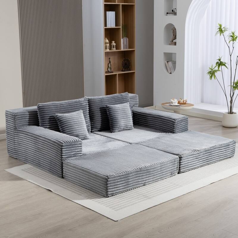 Double Chaise Lounge Sofa, Cloud Plush Sofa Bed, Upholstered Boneless Cloud Sofa Deep Seat, Sleeper Loveseat Chair
