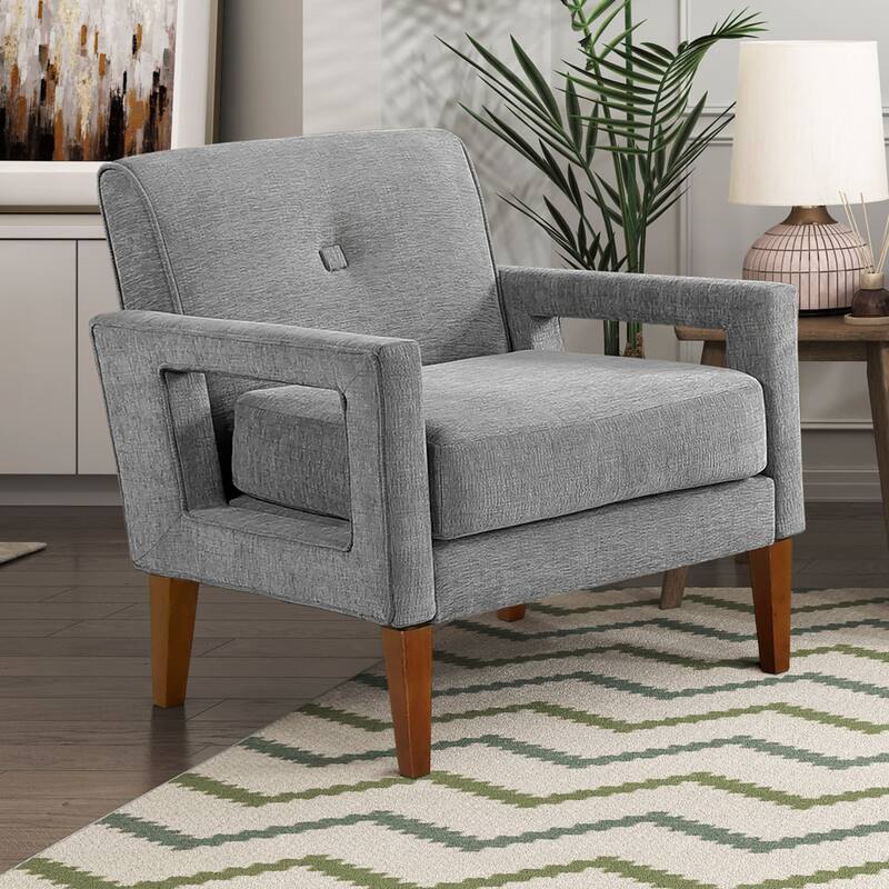 Vivian 29" Chenille Chair - Walnut Finish Solid Wood Legs