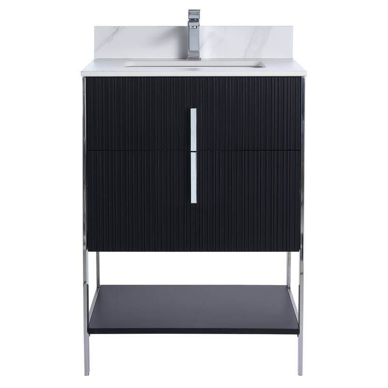 Fine Fixtures Serenity Modern Bathroom Vanity with White Carrara Stone Top