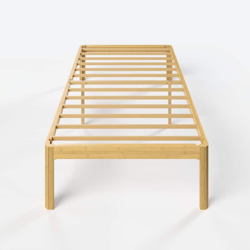 18-inch bamboo and metal platform bed frame, sturdy and durable, easy to assemble