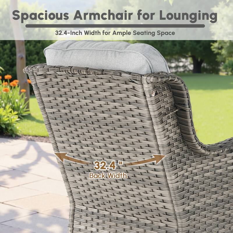 OVIOS 7 Pieces Outdoor Patio Swivel Chair Loveseat Conversation Set