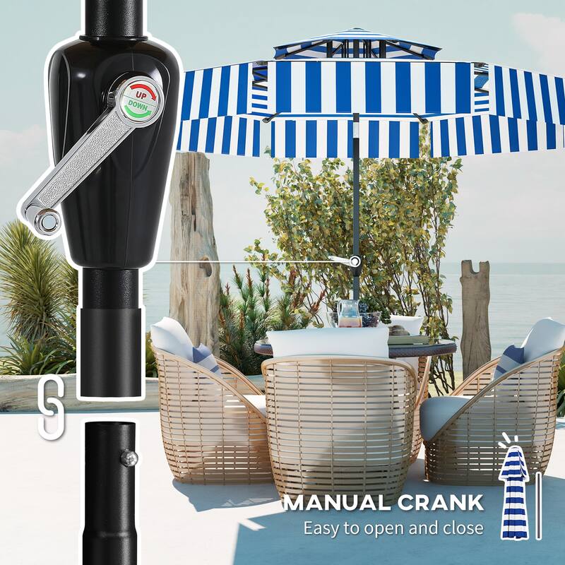 8.6 ft Outdoor Patio Umbrella for Garden Deck or Patio with Easy Hand Crank and Stable Design - 103.5"Dia x 98.8"H