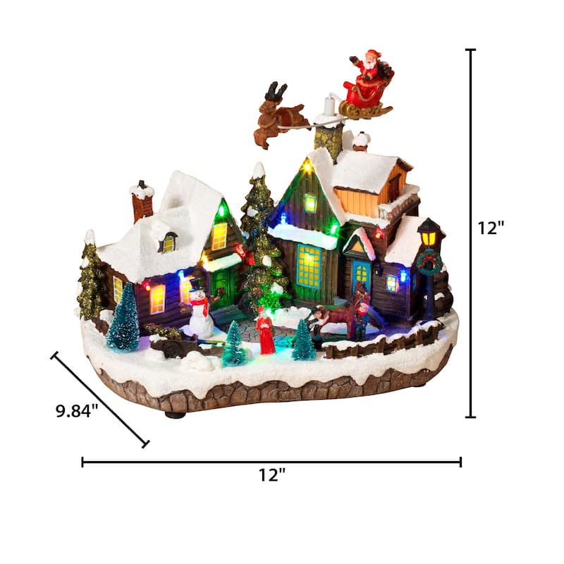LED Christmas Holiday Village with Moving Figurines - N/A