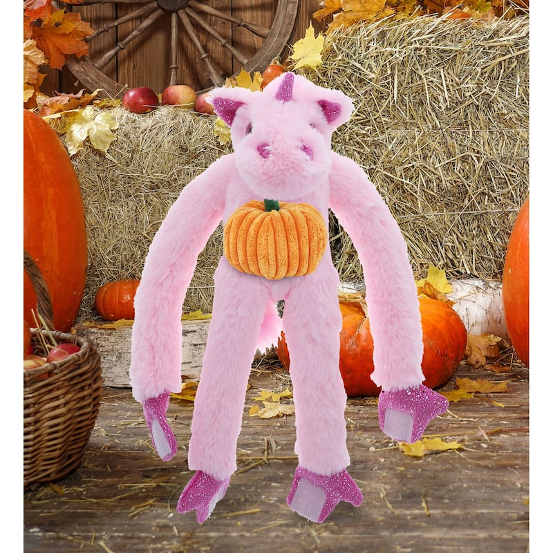 DolliBu Super Soft Long Arms Unicorn Stuffed Animal with Pumpkin Decor - 21 inches