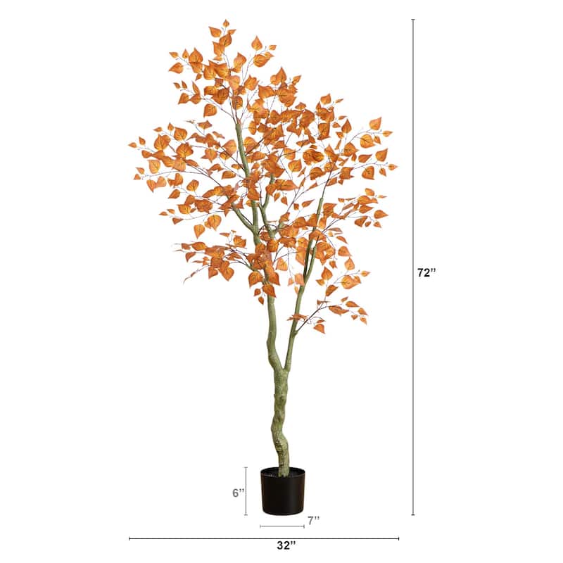 Birch Leaf Autumn Artificial Potted Fall Tree - 6'