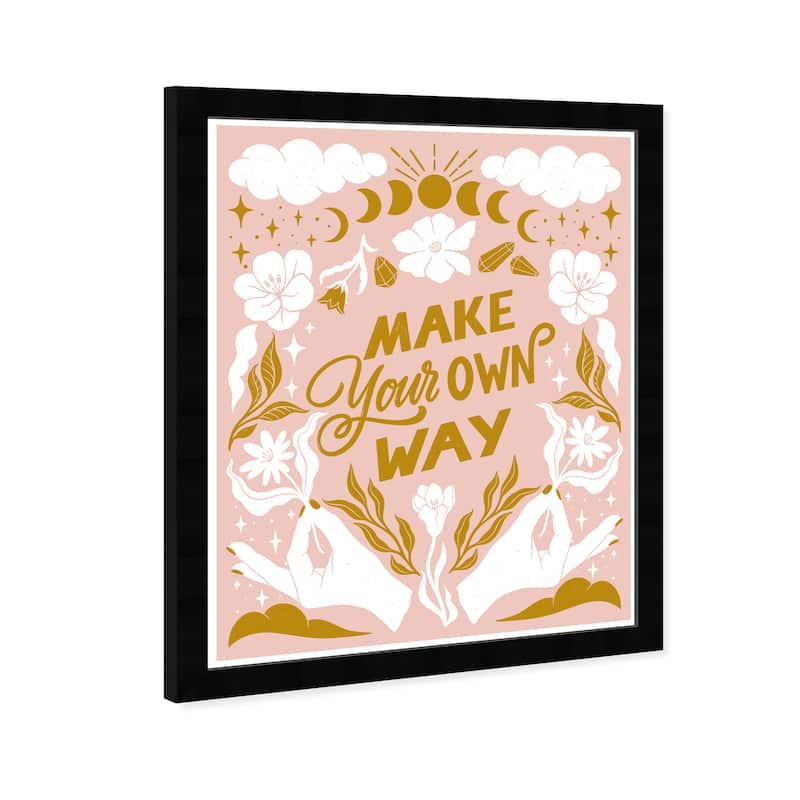Wynwood Studio Prints Typography and Quotes MAKE YOUR OWN WAY Pink and Pastel Pink Bohemian & Eclectic Wall Art Canvas Print