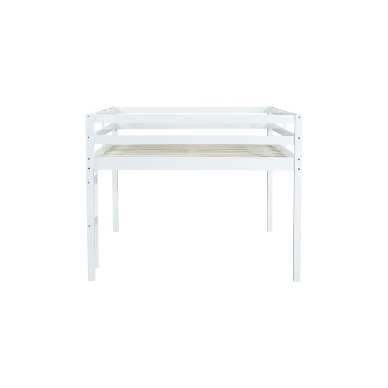 Full Rubber Wood Loft Bed with Ladder, Grey