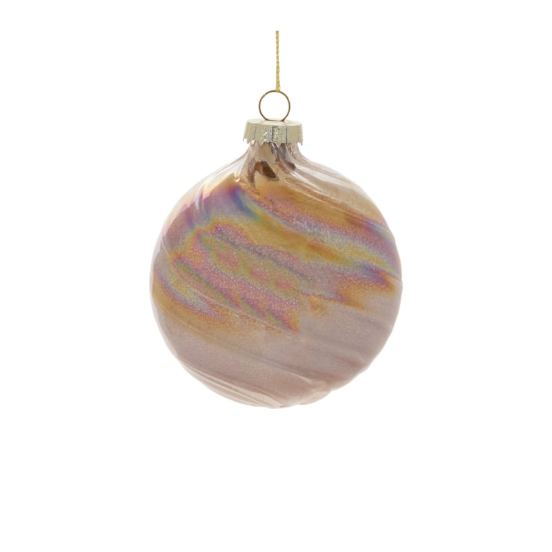 Iridescent Swirl Glass Christmas Ornaments - 5" - Gold - 12ct