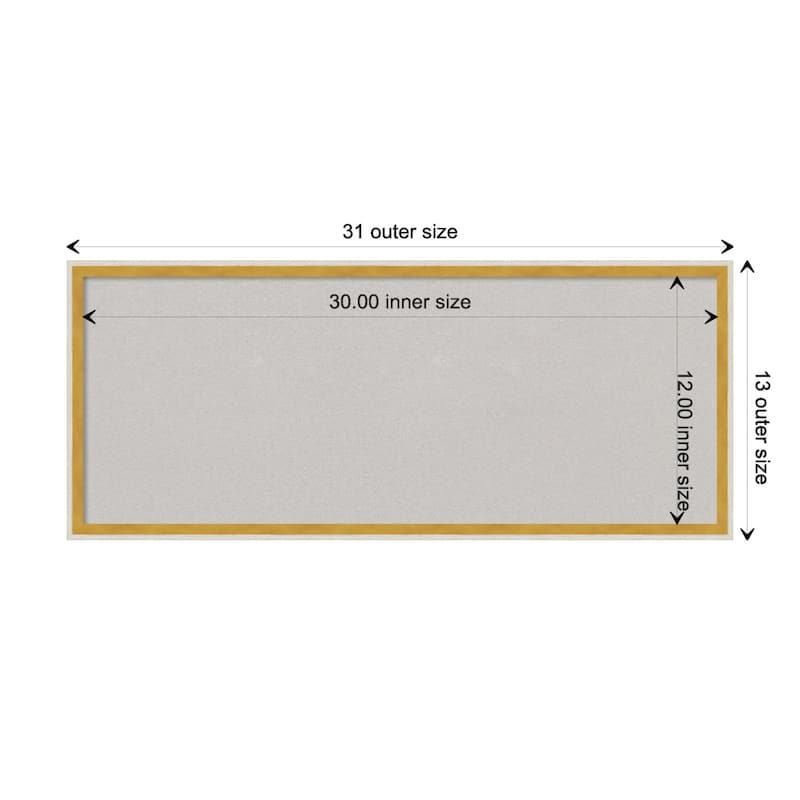 Paige Wood Framed Grey Corkboard Bulletin Board - Paige White Gold - Board Size 30x12