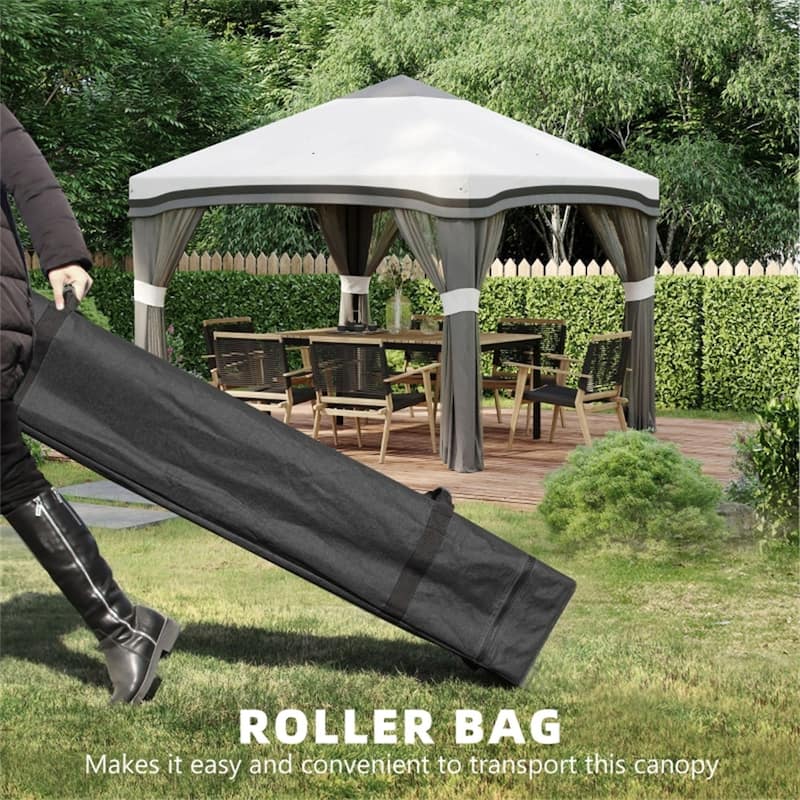 Steel Polyester Pop-Up Outdoor Gazebo Three-level Adjustable Legs - 114.5" L x 114.5" W x 114.25" H