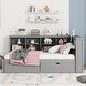 preview thumbnail 5 of 49, Full Size and Twin Size Wooden Double Sofa Beds with Storage Shelves and USB Charging Ports Grey - Full
