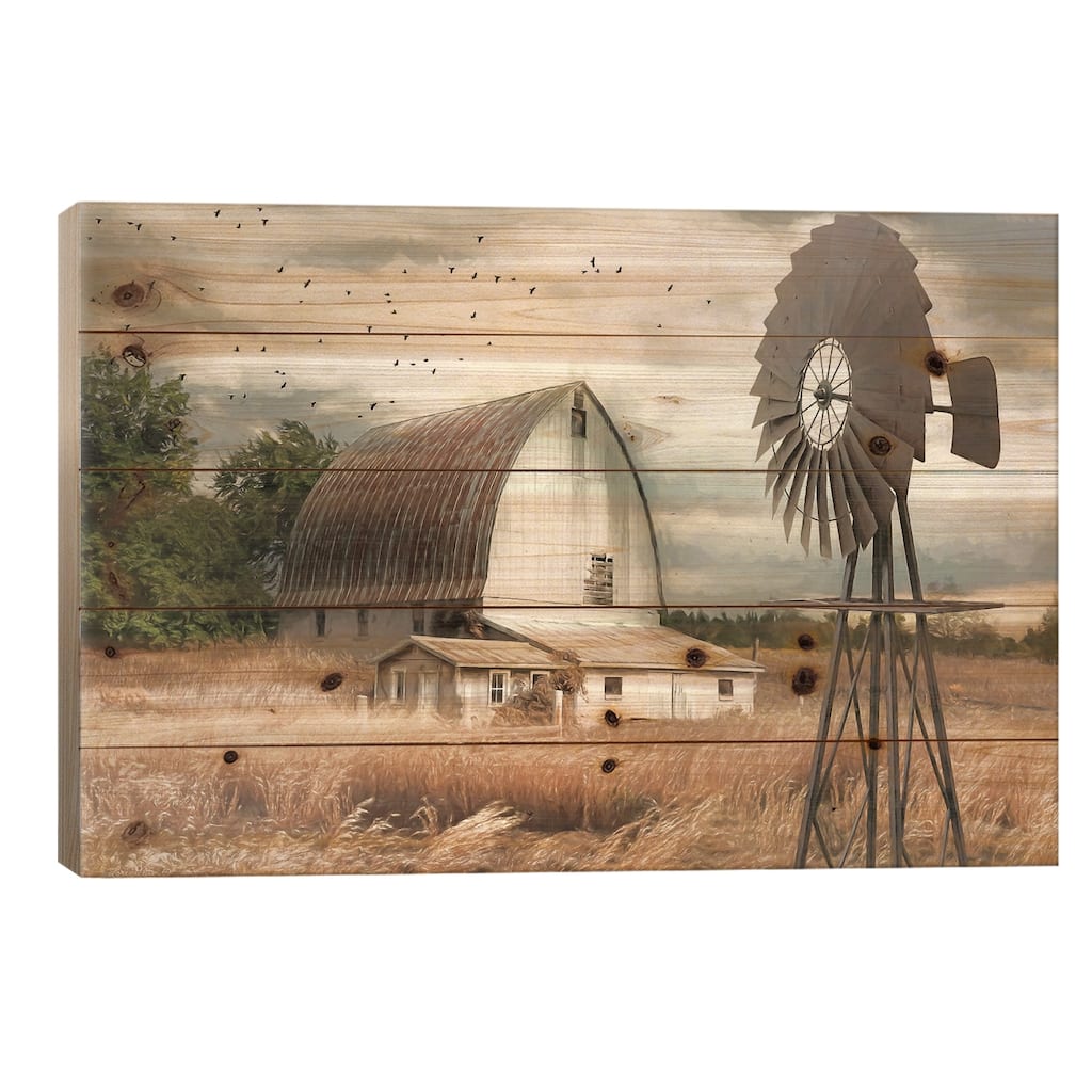 Henderson Bay Farm Print On Wood by Lori Deiter - Multi-Color