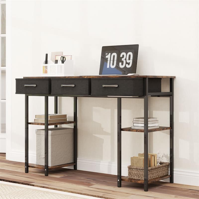 Steel Computer Desk with Drawers and Adjustable Shelves