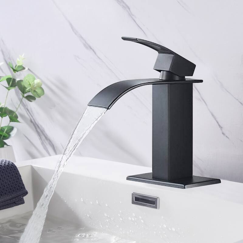 Modern Single Handle Sink Vanity Bathroom Faucet with Waterfall Spout, Anti Corrosion, Anti Rust, Easy Clean