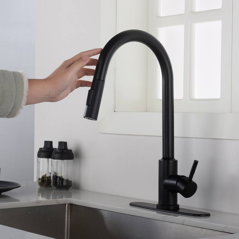 Touch Activated Kitchen Faucets with Pull Down Sprayer Single Handle - Black