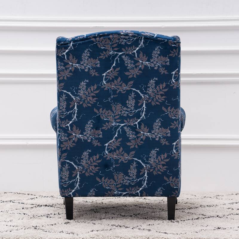 Upholstered Trim Wingback Armchair with Nailhead Trim