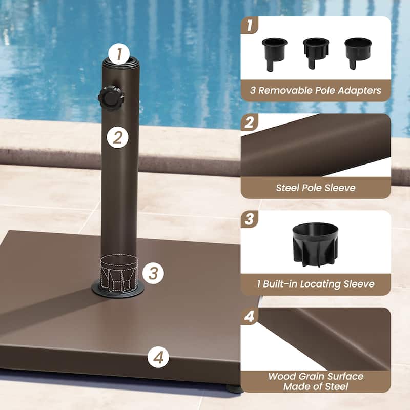 Patio Outdoor Market Umbrella Holder Base 40/55 Pound Square Stand for Pole Umbrella