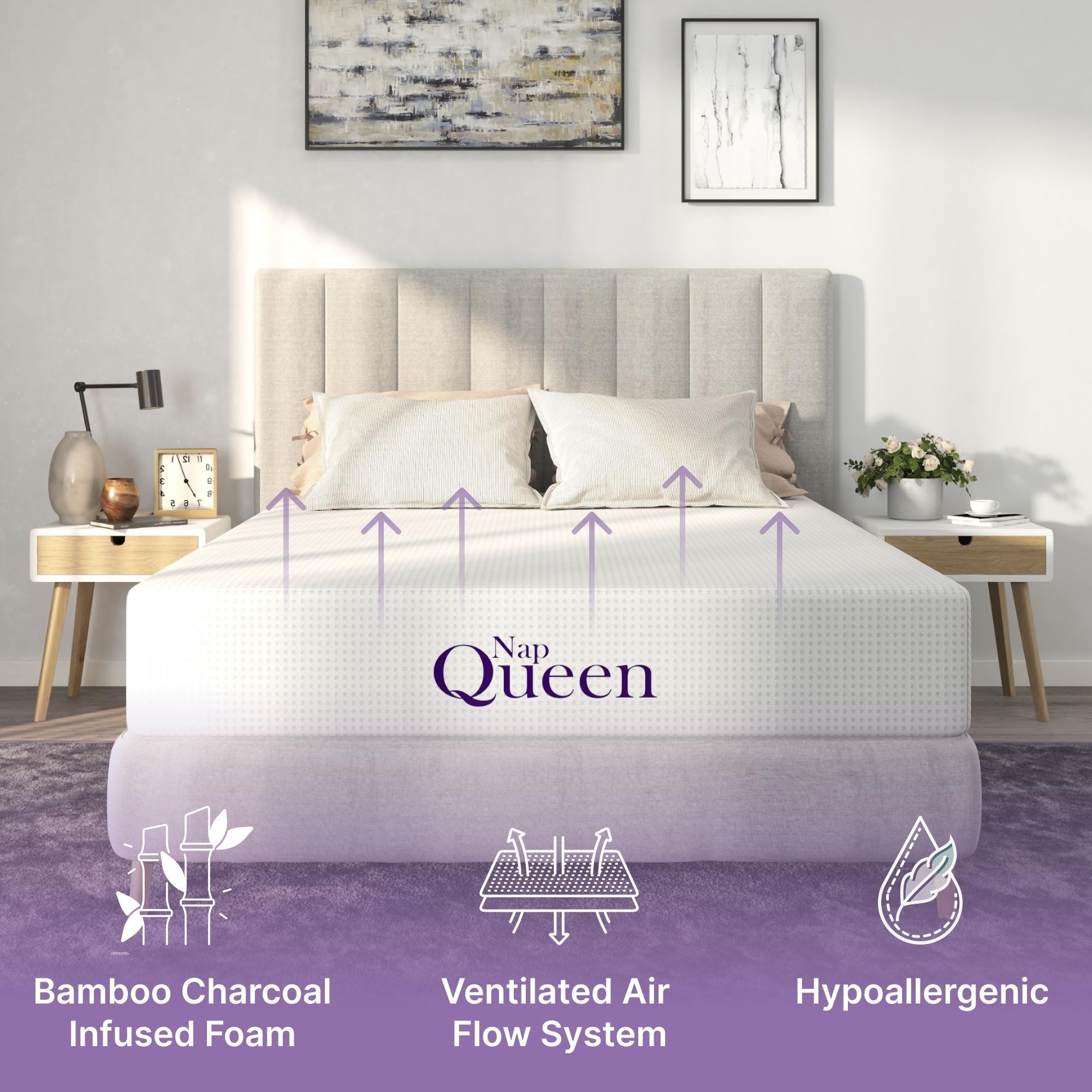 NapQueen 4 in. Queen Memory Foam Ventilated Mattress Topper