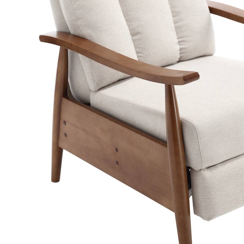 Beige Modern 26.38" Upholstered Adjustable Chaise Lounge Chair with Wood Frame for Living Room