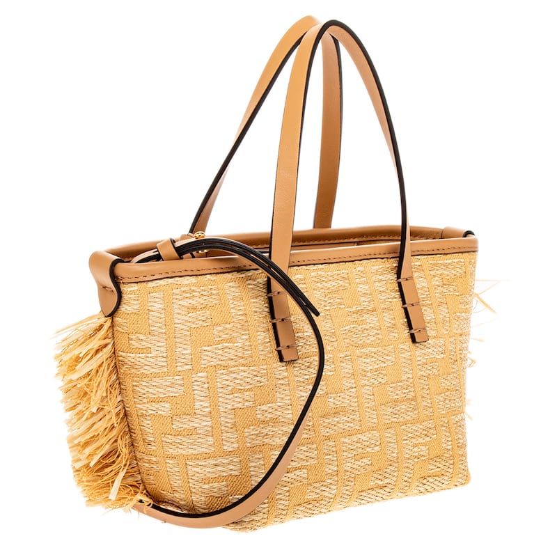 Fendi Roll Mini Bag in Raffia-Effect Jacquard