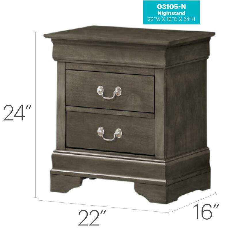 Gray Traditional Nightstand with Sturdy Construction