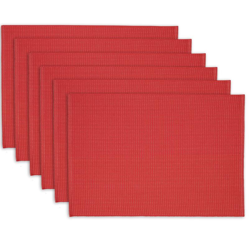 DII Pink Dobby Dots Placemat Set, 13x19", 6 Piece - Pink Dobby Dots